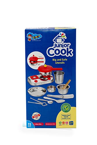 Image of Sunny Junior Cook Kitchen Set - 11 Pieces Cute and hi Quality Pure Stainless Steel Mini Toy Kitchen Set for Girls Age 3 Years, Plus no Sharp Edges
