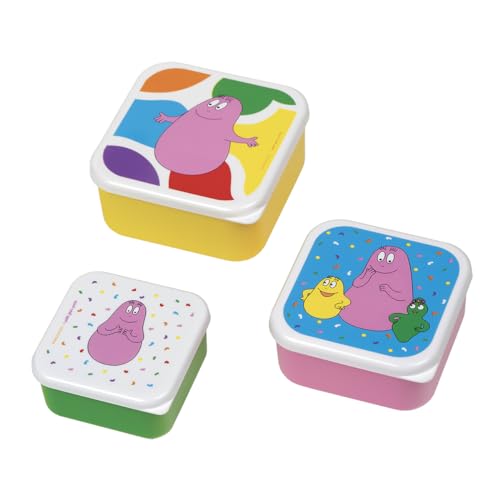 PETIT JOUR - Set De 3 Lunch Box Repas Ou Goûter Pour Enfant - Petite, Moyenne, Grande - S'emboitent Entre Elles - Polypropylène - Barbapapa