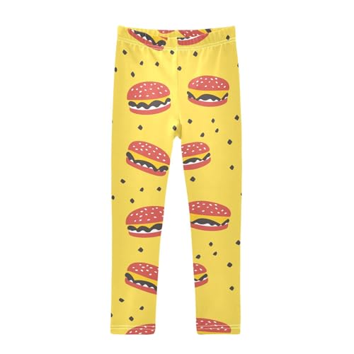 Simple Burger Girls Leggings,Workout Leggings for Girls Toddler Athletic Legging Size for 3-10T