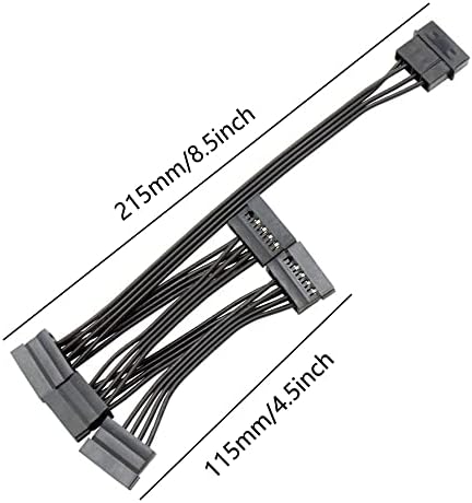 Large 4Pin to SATA Power Cable 4Pin to 15 Pin SATA Splitter Power Cable LP4 to 5x15 Pin SATA Power Conversion for Hard Disk DIY PC Sever
