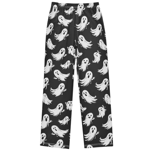 Boy's Pants Black Halloween Ghost Jogger Pants Elastic Waist Long Bottoms Trousers with Pockets 6-14 Years