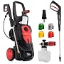LEHMANN Phoenix Nettoyeur Haute Pression, 3000 W, Max. 260 Bar, Débit 480 l/h, Moteur à Induction, Rayon d'action 17 m, Accessoires : Lance à Mousse, 4 Buses, Buse Turbo, Noir/Rouge