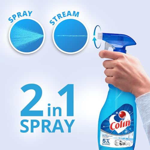 Image of Colin Glass and Surface Cleaner Liquid Spray, 750 ml With 1 Litre Refill | India's #1 All-Purpose Glass Cleaner | Glass Cleaner for Car, Kitchen and Home Surfaces | Multi Surface Cleaner