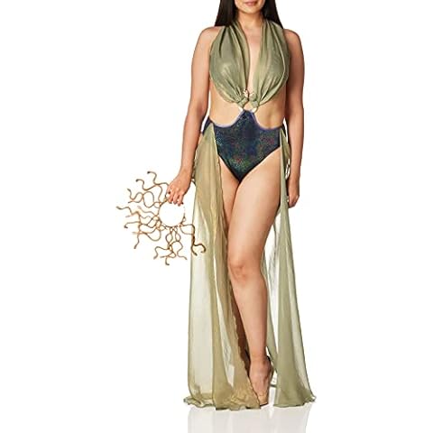 Roma Costume Women's 2pc Medusa Guardian Adult Sized Costumes, Blue/Gold, Large Cover