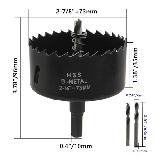 Image of 2-7 /8 Inch 73mm Hole Saw Hole Cutter with Shank Drill Bit Adapter for Drilling Hole in Thin Metal Plastic and Wood