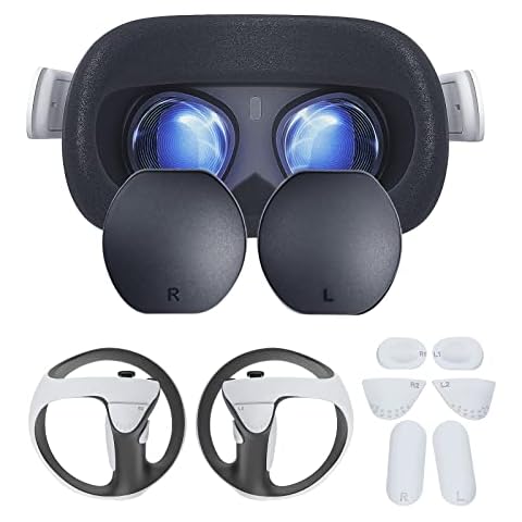 PS VR2 Accessories Kit Compatible with PS VR2, Lens Cover Protector for PS VR2 Headset & Anti-Slip Silicone Pad Button Protective Cover for VR2 Sense Controller, Easy to Install Cover