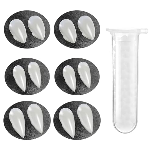 6 Pairs Vampire Fangs 3 Size Fake Fangs with Tube Solid Adhesive for Cosplay Props Halloween Party Accessories Masquerade Dentures White