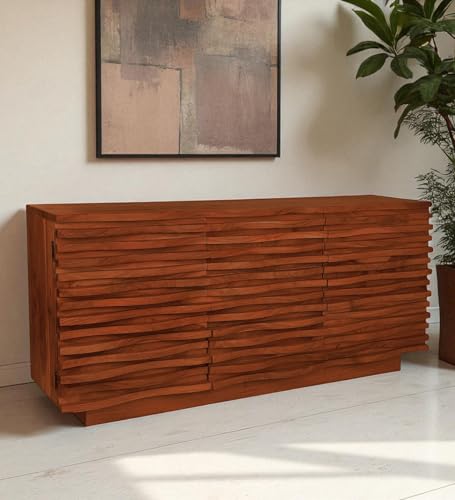 Image of The Attic Artic Sideboard, Multipurpose Cabinet for Kitchen and Living Room Storage, Crockery Storage, Solid Acacia Wood, Honey Matte Finish
