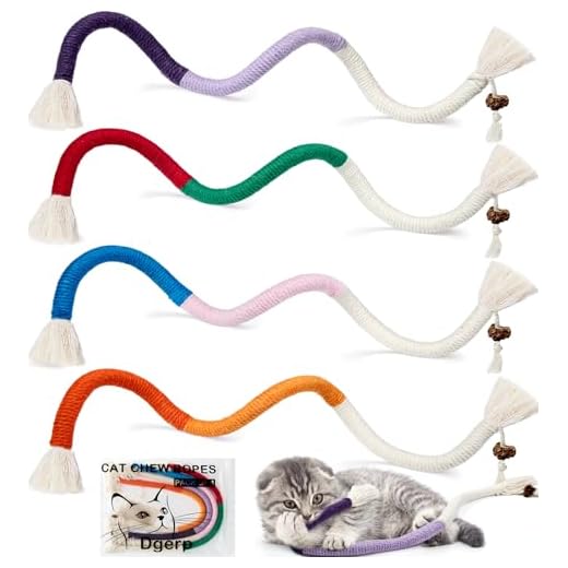 Dgerp Cat Chew Ropes 4Pcs, Safe Cat Chew Toys for Indoor Cats with Catnip