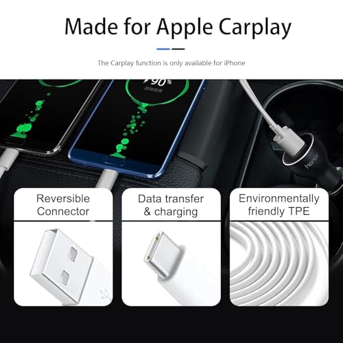 Image of 3 Pack iPhone 16 Car play Cable USB A to USB Type C Charging Charger for iPhone 17 Air /16e 16 Plus 15 Pro Max Plus Data Cord, iPad Pro 12.9 10 Gen,Samsung Galaxy Tab A7 A8 A9 S10+ S9 S8 S7 Note 10 S10