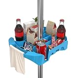 Epltion Swimming Pool Umbrella Table Tray: 16" Beach Table Tray for Patio Garden Swimming Pool Outdoor - 4 Large Cup Holder for Drinks Phone Snack Towel Sunglasses Fruit