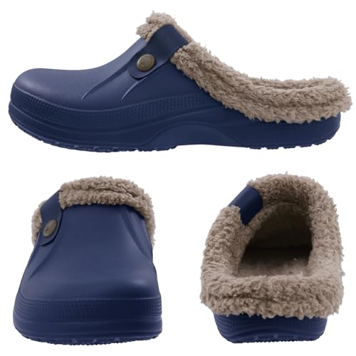 Image of Beslip Fur Lined Clogs for Women & Men Fuzzy Slippers with Memory Foam