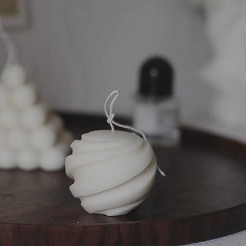 Miniatura 8 de XMOX Molde de vela de silicona con forma de bola en espiral, simplicidad, geometría moderna, cera de jabón, moldes de resina, velas de bricolaje,