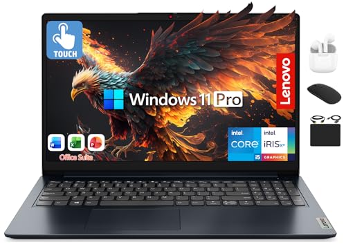 Lenovo IdeaPad Laptop 2025 Business Computer, 15.6' FHD Touchscreen, 16GB RAM, 1TB Storage (512GB SSD +500GB Ext), 10-Core Intel Core i5, Long Battery, HubxcelAccessory Win 11 Pro Lifetime Office 2024