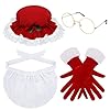 Ueyben Mrs Claus Costume Adult Women, Old Lady Santa Christmas Costume with Red Santa Hat Apron Gloves Glasses for Cosplay