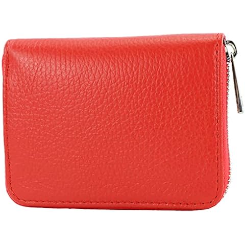 modamoda de - P04 - Italian women's short wallet genuine leather, signal red, Small Cover