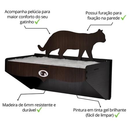 Cama para Gatos de Parede Suspensa, Kit 2 Escadas, Playground Gato Reforçado