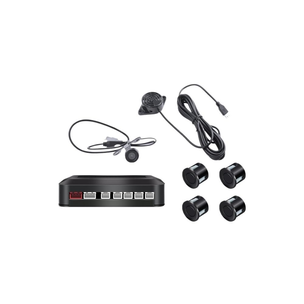 Kit sensori parcheggio 4 Sensori Cicalino 12V Kit Sensore Parcheggio Universale per Auto Rilevamento della Distanza per Indicatore Avviso Radar Retromarcia e Backup