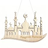 Scinzene Ramadan Kalender aus Holz – Wiederverwendbarer Ramadan Kalender zum Befüllen, 31 x 18 cm Moschee Aufhängung, DIY Ramadan Deko für Kinder & Familie