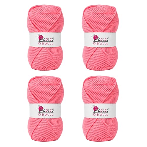 Image of Brilon Acrylic Hand Knitting Yarn Balls Pack of 4 (50g Each) -Soft Wool Yarn for Knitting, Craft, DIY Projects, Sweaters, Scarves, Multicolor Wool Thread for Home Use (Pink)