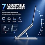 OELUN Adjustable Laptop Stand for Desk, Ergonomic 7-Angle Design, Foldable Portable ABS Plastic Riser, Cooling Vent Structure, Stable Non-Slip Holder for MacBook, iPad, Notebook (10–15.6"), White