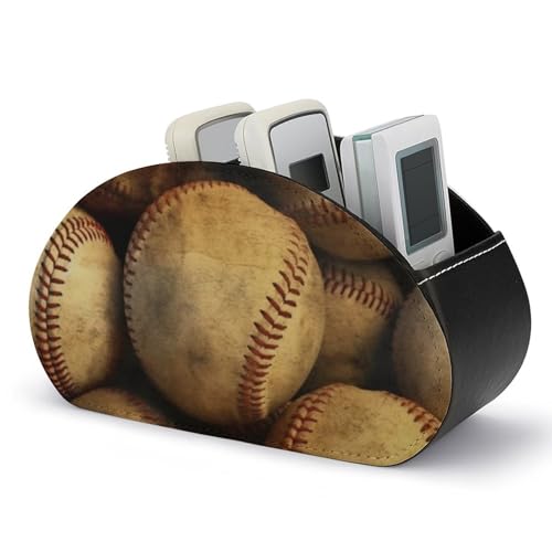 NLWQEKV Support de télécommande de baseball vintage, boîte de rangement pour contrôleurs multimédias avec 5 compartiments pour cosmétiques, fournitures scolaires et de bureau