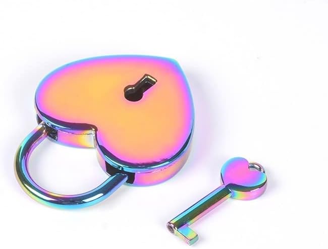 Padlock,Lock with Key,Padlock Heart Lock with Key Metal Padlock Heart Shape