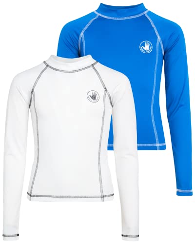 Body Glove Boys' Rash Guard ? 2 Pack Upf 50+ Quick Dry Sun And Sand Protection Long Sleeve Swim Shirt (2T-14), Size 12, Royal/White #TOP20