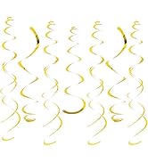 24 PCS Gold Hanging Swirl, Sparkle Ceiling Decorations, Plastic Streamer Party Decorations with D...