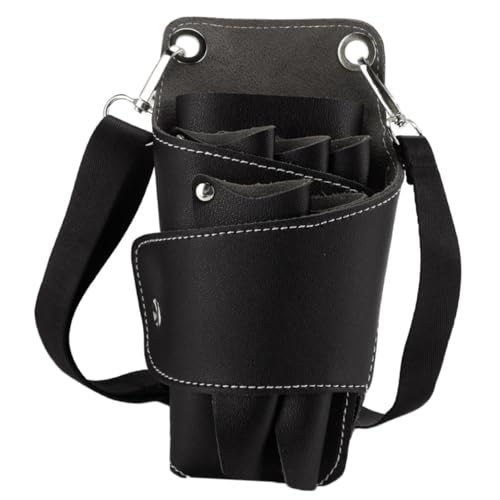 Beatifufu Barber Tool Bag Scissor Pouch Holder Hair Stylist Shoulder Bag Leather Scissor Multi-Functional Tool Kit