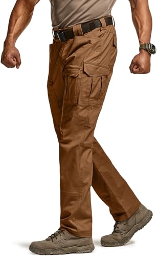 Image of CQR Men's Flex Ripstop Tactical Pants, Water Resistant Stretch Cargo Pants, Lightweight EDC Hiking Work Pants