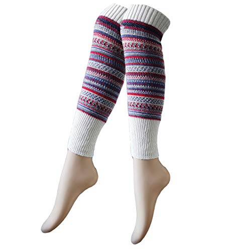 Benefeet Sox Womens Funny Novelty Wool Leg Warmer Girls Long Vintage Stripe Colorful Pattern Winter Boot Cuffs 1 Pair, Beige