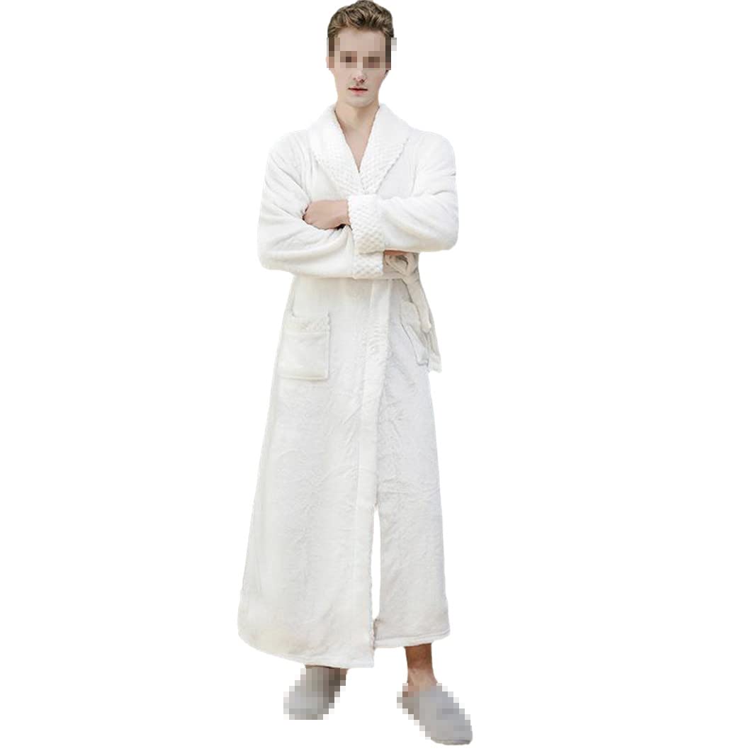 keusyoi Zimowa męska bielizna nocna pogrubiona flanelowa kimono szlafrok bielizna nocna damska na co dzień miękka koszula nocna z polaru szlafrok domowy