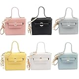 Alunsito 6 Pack Mini Makeup Bag Keychains Small Backpack Keyrings Cute Coin Purse PU Leather Lipstick Bag Card Holder Data Cable Organizer Fashion Bag Pendant Charms Accessories for Women Girls