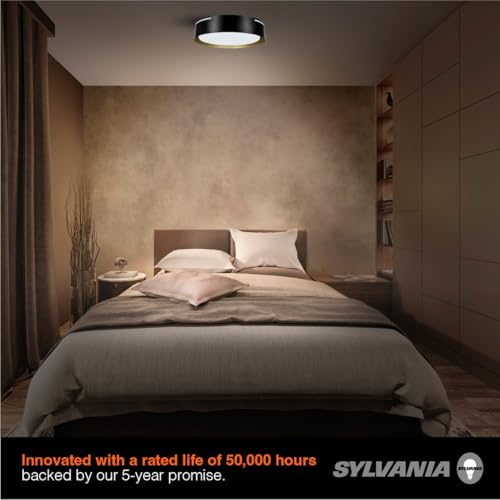 Image of Sylvania 13 inch Flushmount Ceiling Light Luminaire, 42.5W, 5 CCT 2700 /3000 /3500 /4000 /5000K, Dimmable, 1400 LMS, Black /White - 1 Pack (63470)