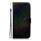 Yobby Brieftasche Hülle für Nokia 4.2,Bunt Blumen Handyhülle Leder Tasche Flipcase mit Kartenfach und Handschlaufe,Stand Stoßfest Schutzhülle für Nokia 4.2-Schwarz