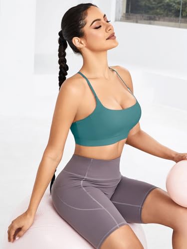 Image of RUNNING GIRL Y-Back Sports Bras for Women, Medium Impact Wirefree Padded Bra Workout Crop Top Longline Sports Bra Push up, Black
