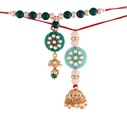 Image of I Jewels Womens Pearl Lumba Rakshabandhan Bracelet For Bhabhi /Sister