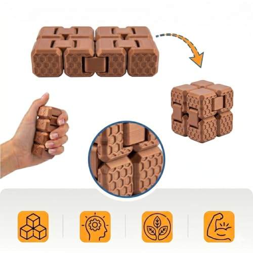 Fidget Cube Stres Küpü, (Bronz) - 6 Fonksiyonlu Odaklanma ve Zihin Egzersizi