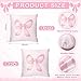 HunnmingRe Baby Pink Bow Crib Bedding Set 3 Pcs Crib Set Baby Blanket, Fitted Sheet, Pillowcase Soft Flannel Nursery Bedding for Standard Infant Bed and Toddler Mattress Newborns Gifts