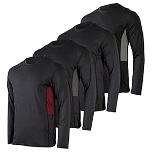 Real Essentials 4 Pack: Mens Long Sleeve Dry Fit T Shirts Hiking Fishing Workout Gym Work Sun UPF 50 Wicking Running Tee