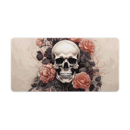 Skull and Flowers Desk Pad Large Protector con Base Antideslizante miniatura 1