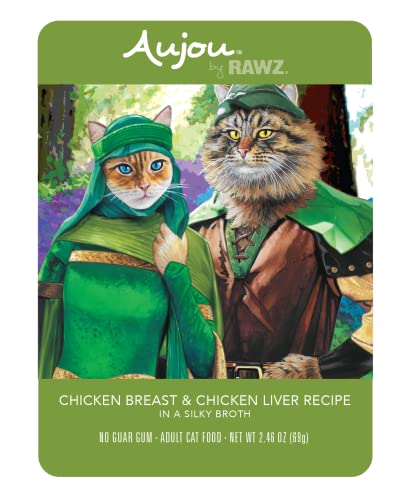 Rawz Aujou Chicken Breast & Chicken Liver Cat Food 8/2.46 Oz Pouches cover