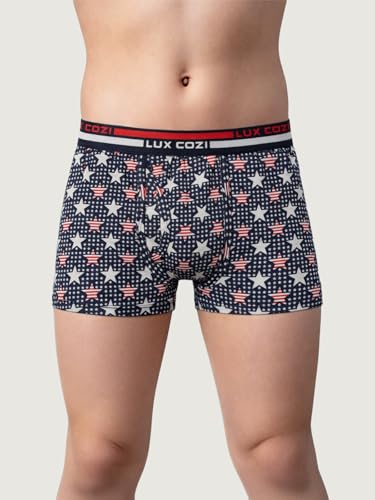 Image of Lux Cozi 100% Cotton Outer Elastic Semi Long Print Trunk for Boys | Color & Prints May Vary |Pack of 4