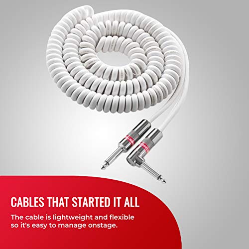Monster Prolink Monster Classic Instrument Cable: Coiled, 12 Ft, Coiled Cable: White #TOP4