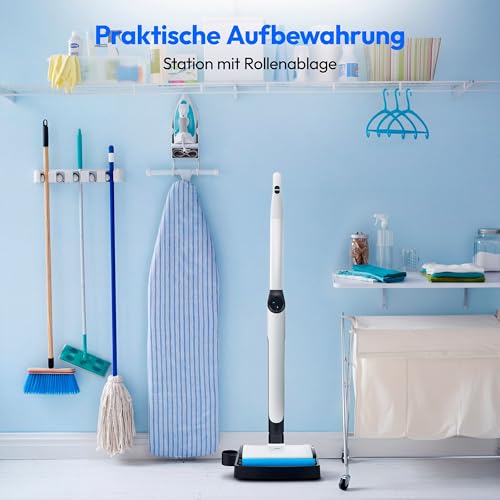 MEDION Bodenwischer H11 (elektrischer Wischmopp & Bodenreiniger, kabellose Bodenreinigung, getrennter Frischwasser & Schmutzwassertank, bis zu 45 Min. elektrisch reinigen, Bürstenrolle für Hartböden