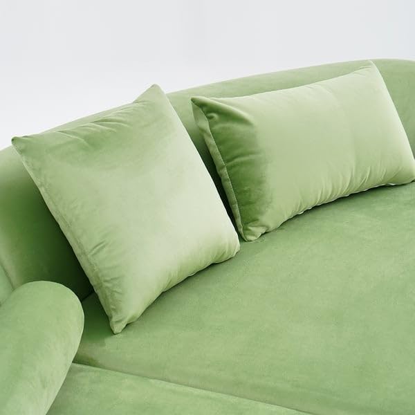 Image of Modern Off-White Velvet Upholstered Sofa Set with Stylish Wooden Legs Sofa for Living Room, Bedroom 4 Seater Sectional Sofa