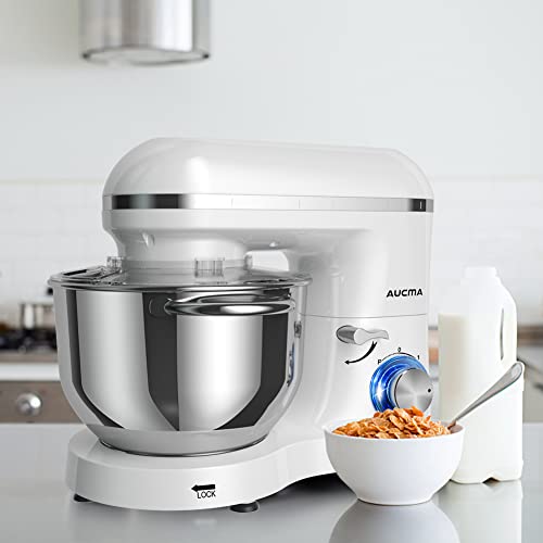 Aucma Stand Mixer,6.5-Qt 660W 6-Speed Tilt-Head Food Mixer, Kitchen Electric Mixer With Dough Hook, Wire Whip & Beater (6.5Qt, White) #TOP5