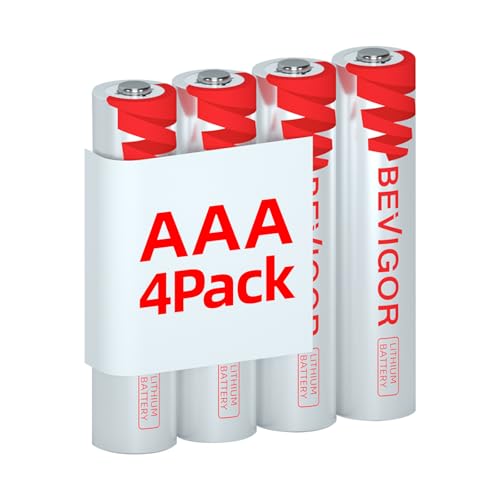 BEVIGOR AAA Lithium Batteries 4-Pack 1.5V 1200mAh