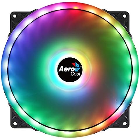 Aerocool Duo 20 ARGB LED PC Fan, 200 mm, 700 rpm, Curved Fan Blades for Maximum Cooling and Anti-Vibration Pads Cover